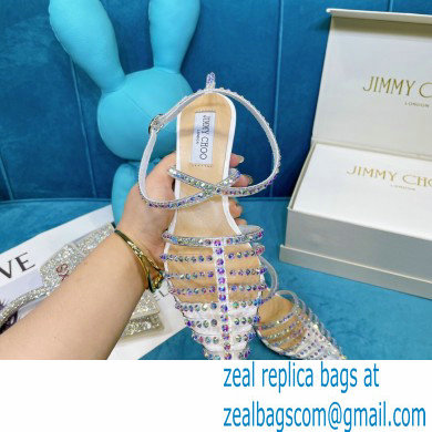 Jimmy Choo Heel 6.5cm Thu Crystal Stud Point Toe Sandals White 2021 - Click Image to Close