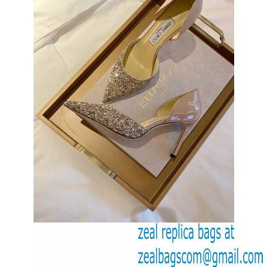 Jimmy Choo Heel 8.5cm ESTHER Pointed Pumps Glitter Gold 2021 - Click Image to Close