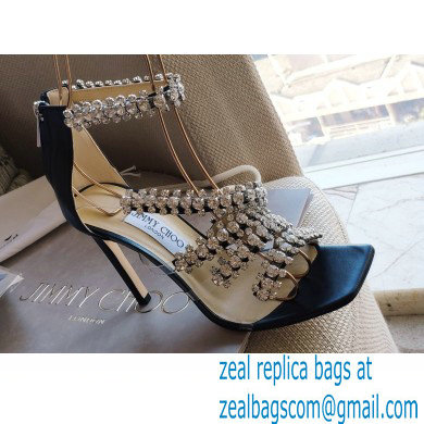 Jimmy Choo Heel 8.5cm Josefine Sandals Black with Crystal Embellishment 2021 - Click Image to Close