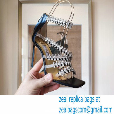Jimmy Choo Heel 8.5cm Josefine Sandals Black with Crystal Embellishment 2021