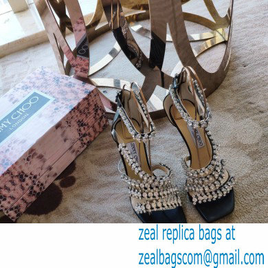 Jimmy Choo Heel 8.5cm Josefine Sandals Black with Crystal Embellishment 2021 - Click Image to Close
