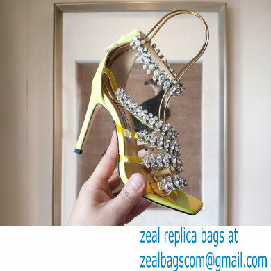 Jimmy Choo Heel 8.5cm Josefine Sandals Light Green with Crystal Embellishment 2021