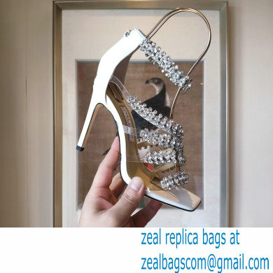 Jimmy Choo Heel 8.5cm Josefine Sandals White with Crystal Embellishment 2021 - Click Image to Close