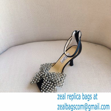 Jimmy Choo Heel 8.5cm MANA Sandals Black with Crystal Bow Clasp 2021