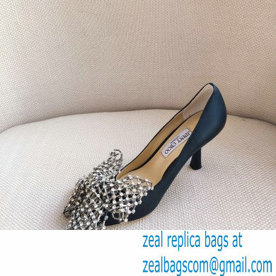 Jimmy Choo Heel 8.5cm SEKA Pumps Black with Crystal Bow Clasp 2021