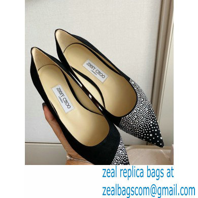 Jimmy Choo Love Flats Crystal Covered Suede Black 2021 - Click Image to Close