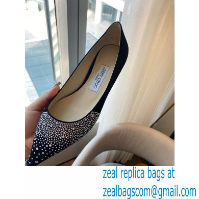Jimmy Choo Love Flats Crystal Covered Suede Black 2021 - Click Image to Close