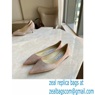Jimmy Choo Love Flats Crystal Covered Suede Nude Pink 2021