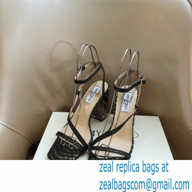 Jimmy Choo Plexi Heel 8.5cm ART Sandals Black 2021