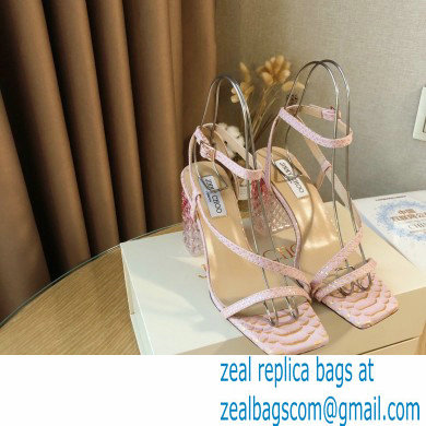 Jimmy Choo Plexi Heel 8.5cm ART Sandals Pink 2021