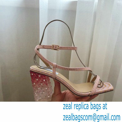 Jimmy Choo Plexi Heel 8.5cm ART Sandals Pink 2021