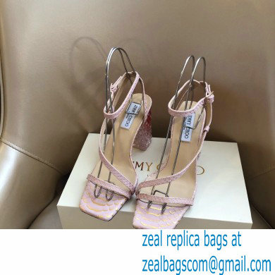 Jimmy Choo Plexi Heel 8.5cm ART Sandals Pink 2021