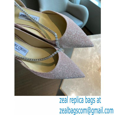 Jimmy Choo TRUDE Flats Glitter Pink with Crystal Chain 2021 - Click Image to Close