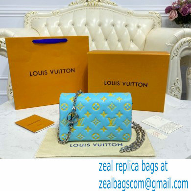 Louis Vuitton Monogram-embossed Lambskin Pochette Coussin Bag M80744 mint/yellow 2021 - Click Image to Close