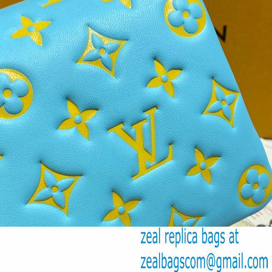 Louis Vuitton Monogram-embossed Lambskin Pochette Coussin Bag M80744 mint/yellow 2021 - Click Image to Close