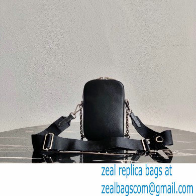 Prada Brushed leather shoulder bag 1BH183 BLACK 2021 - Click Image to Close
