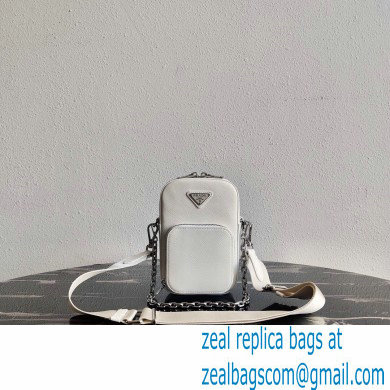 Prada Brushed leather shoulder bag 1BH183 white 2021 - Click Image to Close