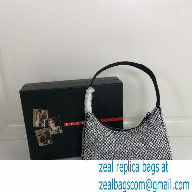 Prada Sequins Re-Edition 2000 Nylon Mini Hobo Bag 1NE515 Black 2021