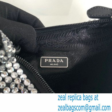 Prada Sequins Re-Edition 2000 Nylon Mini Hobo Bag 1NE515 Black 2021