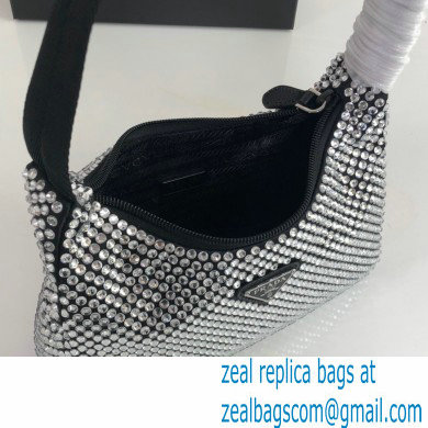 Prada Sequins Re-Edition 2000 Nylon Mini Hobo Bag 1NE515 Black 2021