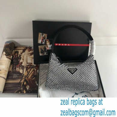 Prada Sequins Re-Edition 2000 Nylon Mini Hobo Bag 1NE515 Black 2021