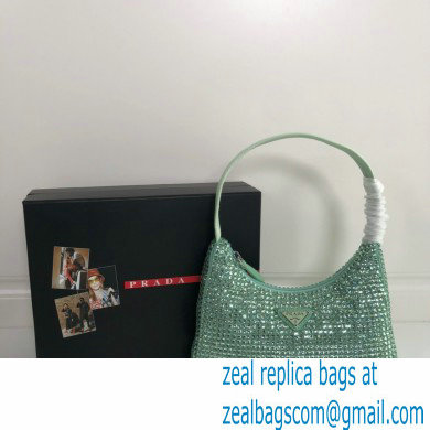 Prada Sequins Re-Edition 2000 Nylon Mini Hobo Bag 1NE515 green 2021