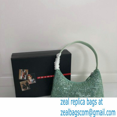 Prada Sequins Re-Edition 2000 Nylon Mini Hobo Bag 1NE515 green 2021