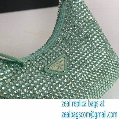 Prada Sequins Re-Edition 2000 Nylon Mini Hobo Bag 1NE515 green 2021