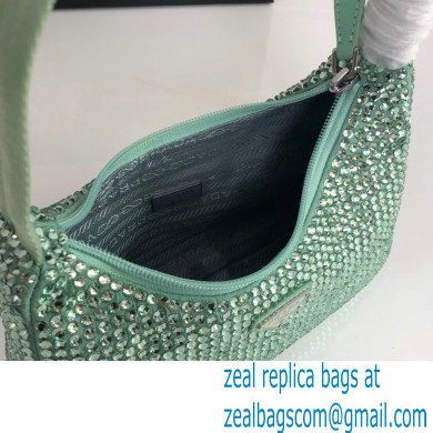 Prada Sequins Re-Edition 2000 Nylon Mini Hobo Bag 1NE515 green 2021