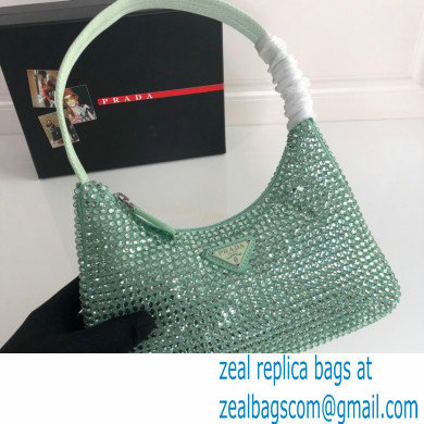 Prada Sequins Re-Edition 2000 Nylon Mini Hobo Bag 1NE515 green 2021