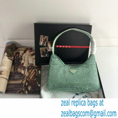 Prada Sequins Re-Edition 2000 Nylon Mini Hobo Bag 1NE515 green 2021