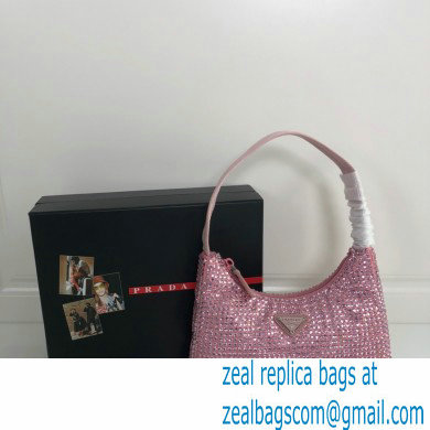 Prada Sequins Re-Edition 2000 Nylon Mini Hobo Bag 1NE515 pink 2021