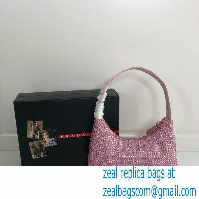 Prada Sequins Re-Edition 2000 Nylon Mini Hobo Bag 1NE515 pink 2021