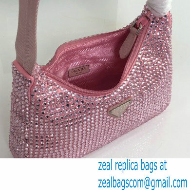 Prada Sequins Re-Edition 2000 Nylon Mini Hobo Bag 1NE515 pink 2021