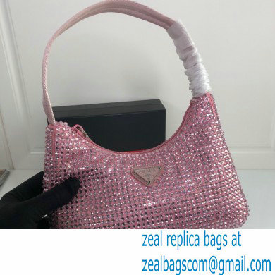 Prada Sequins Re-Edition 2000 Nylon Mini Hobo Bag 1NE515 pink 2021