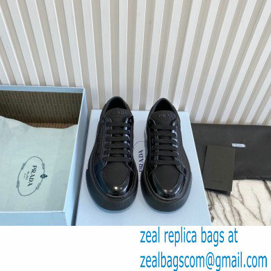 Prada Sheepskin Lining Platform Sneakers in Black P05 2021