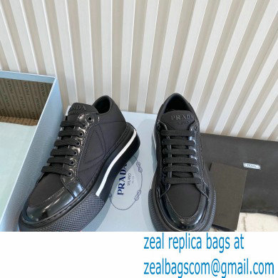 Prada Sheepskin Lining Platform Sneakers in Black P05 2021
