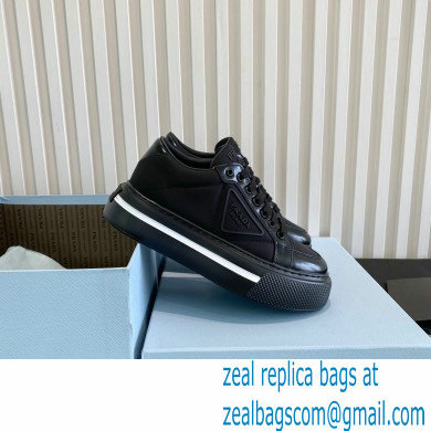 Prada Sheepskin Lining Platform Sneakers in Black P05 2021