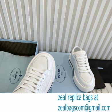 Prada Sheepskin Lining Platform Sneakers in White P01 2021