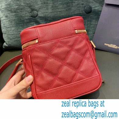 Saint Laurent 80's Vanity Bag in Grained Embossed Leather 649779 Red - Click Image to Close