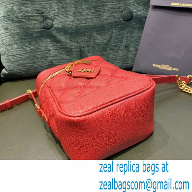 Saint Laurent 80's Vanity Bag in Grained Embossed Leather 649779 Red