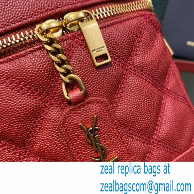 Saint Laurent 80's Vanity Bag in Grained Embossed Leather 649779 Red