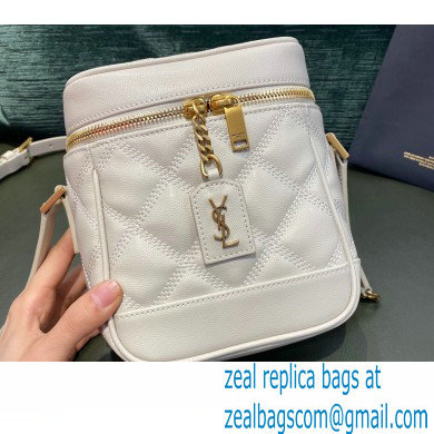 Saint Laurent 80's Vanity Bag in Grained Embossed Leather 649779 White