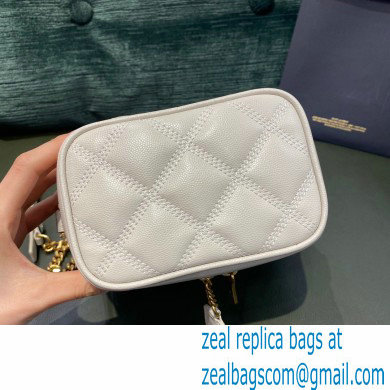 Saint Laurent 80's Vanity Bag in Grained Embossed Leather 649779 White - Click Image to Close