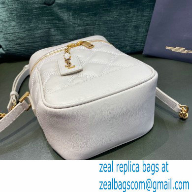 Saint Laurent 80's Vanity Bag in Grained Embossed Leather 649779 White