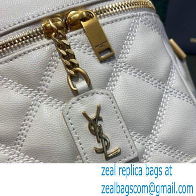 Saint Laurent 80's Vanity Bag in Grained Embossed Leather 649779 White - Click Image to Close