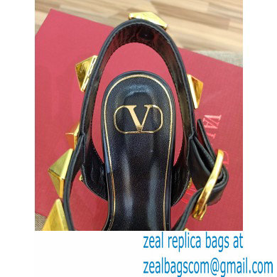 VALENTINO GARAVANI 6CM HEEL Roman Stud SANDALS Black 2021