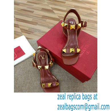 VALENTINO GARAVANI 6CM HEEL Roman Stud SANDALS Burgundy 2021 - Click Image to Close