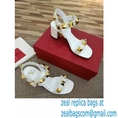 VALENTINO GARAVANI 6CM HEEL Roman Stud SANDALS White 2021 - Click Image to Close