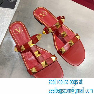 VALENTINO GARAVANI Roman Stud flat SANDALS Red 2021